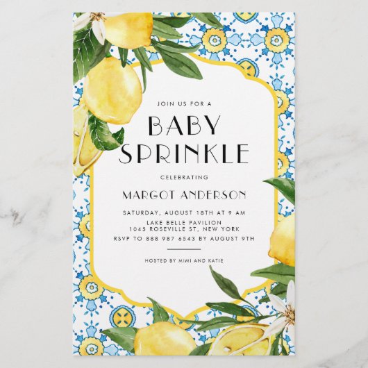 Lemon Mediterranean Baby Sprinkle Invitatation (Voorkant)