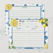 Lemon Mediterranean Blue Tile | Receptkaarten Kaart (Voorkant / Achterkant)