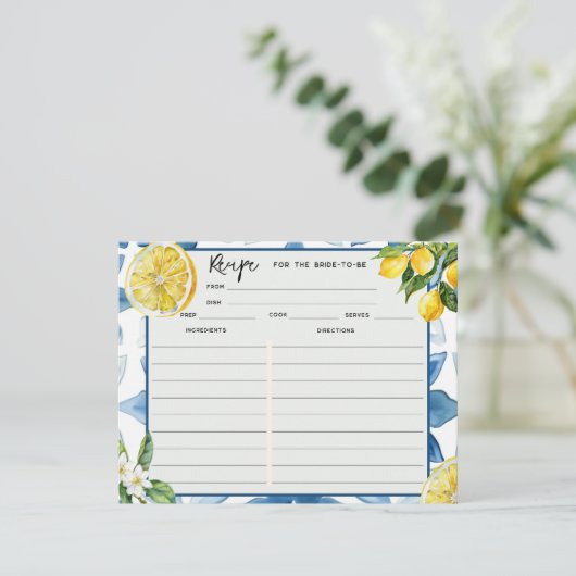 Lemon Mediterranean Blue Tile | Recipe Cards  Kaart (Staand voorkant)