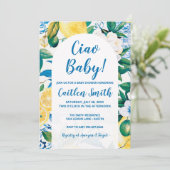 Lemon Mediterranean Ciao Baby shower Uitnodiging (Staand voorkant)
