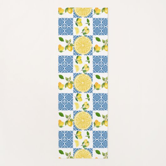 Lemon Mediterranean French Country Tile Pattern Yogamat (Voorkant)