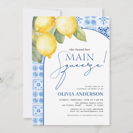 Lemon Mediterranean Main Squeeze Vrijgezellenfeest Kaart (Voorkant)