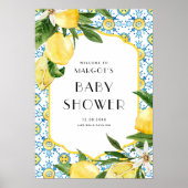 Lemon Mediterranean Summer Baby shower Welkom Poster (Voorkant)