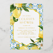 Lemon Mediterranean Summer Couples Shower Folie Uitnodiging (Voorkant)