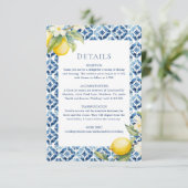 Lemon Mediterranean Wedding Details Enclosure Kaar Informatiekaartje (Staand voorkant)