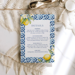 Lemon Mediterranean Wedding Details Enclosure Kaar Informatiekaartje