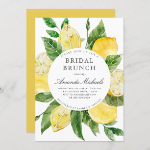 Lemon Mediterranean Yellow Bridal Brunch Shower Kaart