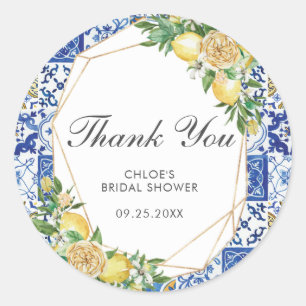 Lemon Meditteranean Birthday Bridal Baby shower Ronde Sticker