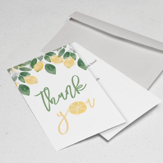 Lemon Meisje Baby shower Dank u Flat Kaart