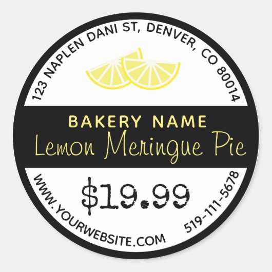 Lemon Meringue Pie Bakery Round Sticker (Voorkant)