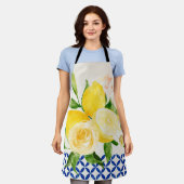 Lemon met blauw tegel Schort (Gedragen)