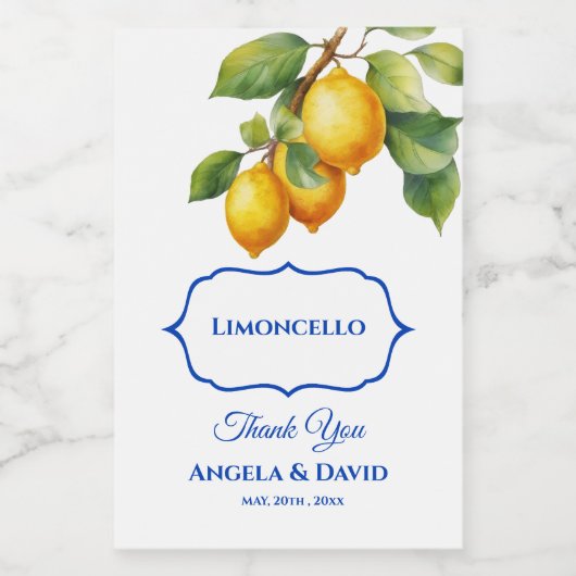 Lemon Mini Limoncello Wedding Wijn Etiket (Enkel label)