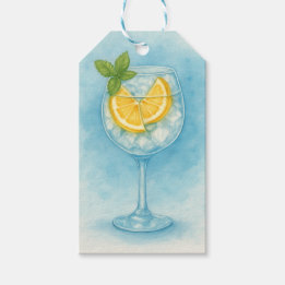Lemon & Mint G&T — Watercolor Cocktail Cadeaulabel