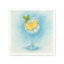 Lemon & Mint G&T — Waterverf cocktailservetten