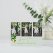 Lemon Mint Green Elegant Wedding Bedankt Briefkaart (Staand voorkant)