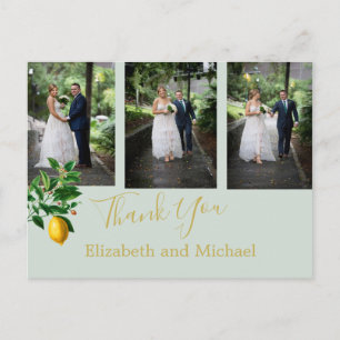 Lemon Mint Green Elegant Wedding Bedankt Briefkaart
