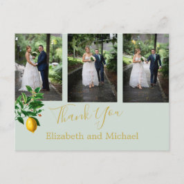 Lemon Mint Green Elegant Wedding Bedankt Briefkaart
