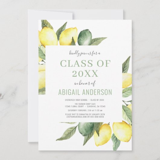 Lemon Modern Citrus Class of 2023 Afstuderen Kaart (Voorkant)