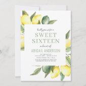 Lemon Modern Citrus Sweet Sixteen Birthday Kaart (Voorkant)