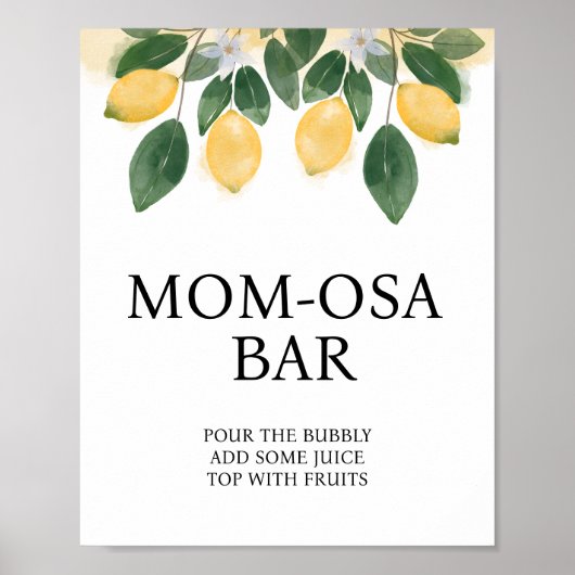 Lemon Momosa bar Baby shower SIgn Poster (Voorkant)