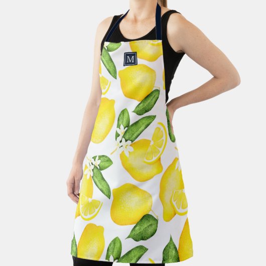 Lemon Monogram Botanisch Geel Groen Schort (Insitu)