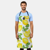 Lemon Monogram Botanisch Geel Groen Schort (Gedragen)