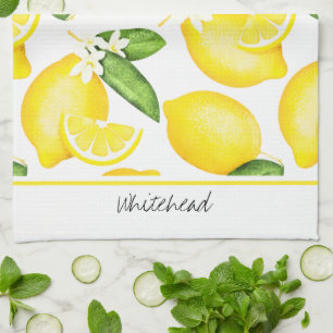 Lemon Monogram Botanisch Patroon Theedoek