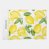 Lemon Monogram Botanisch Patroon Theedoek (Horizontaal)