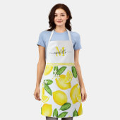 Lemon Monogram Botanisch Wit Schort (Gedragen)