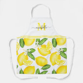 Lemon Monogram Botanisch Wit Schort (Voorkant)