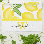Lemon Monogram Botanisch Wit Theedoek (Gevouwen)