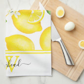 Lemon Monogram Botanisch Wit Theedoek (Quarter Fold)