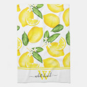 Lemon Monogram Botanisch Wit Theedoek (Verticaal)