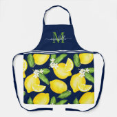 Lemon Monogram Botanische marineblauw Schort (Voorkant)