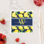 Lemon Monogram Citrus Pattern Blue Servet (Insitu)