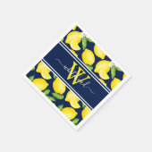 Lemon Monogram Citrus Pattern Blue Servet (Hoek)