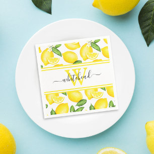 Lemon Monogram Citrus Pattern Servet
