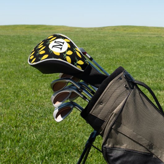 Lemon Monogram Golf Head Hoesje Golfheadcover (Insitu)