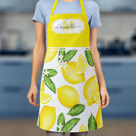 Lemon Monogram Initiaal Botanisch Geel Citrus Schort