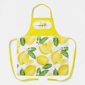 Lemon Monogram Initiaal Botanisch Geel Citrus Schort (Voorkant)