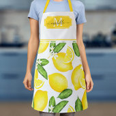 Lemon Monogram Initiaal Botanisch Geel Schort
