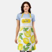Lemon Monogram Initiaal Botanisch Geel Schort (Gedragen)