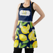 Lemon Monogram Initiaal Citrus Navy Blue Schort (Insitu)