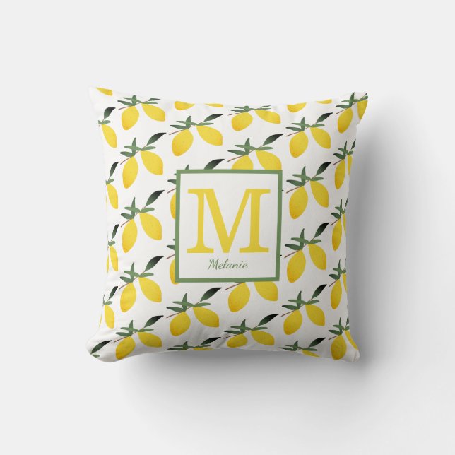  Lemon Monogram Kussen (Voorkant)