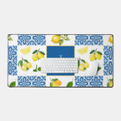 Lemon Monogram Naam Frans Land Tegel Patroon Bureaumat (Keyboard & Muis)