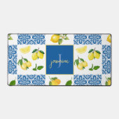 Lemon Monogram Naam Frans Land Tegel Patroon Bureaumat (Voorkant)