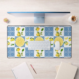 Lemon Monogram Naam Franse Landelijke Tegelpatroon Bureaumat