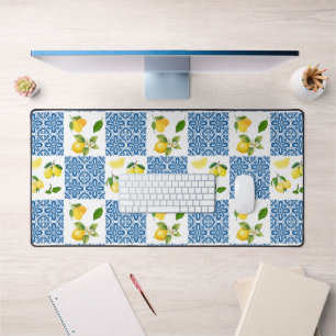 Lemon Monogram Naam Franse Landelijke Tegelpatroon Bureaumat