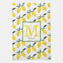  Lemon Monogram Naam Keukenhanddoeken