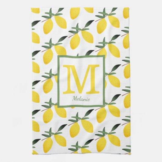  Lemon Monogram Naam Keukenhanddoeken (Verticaal)